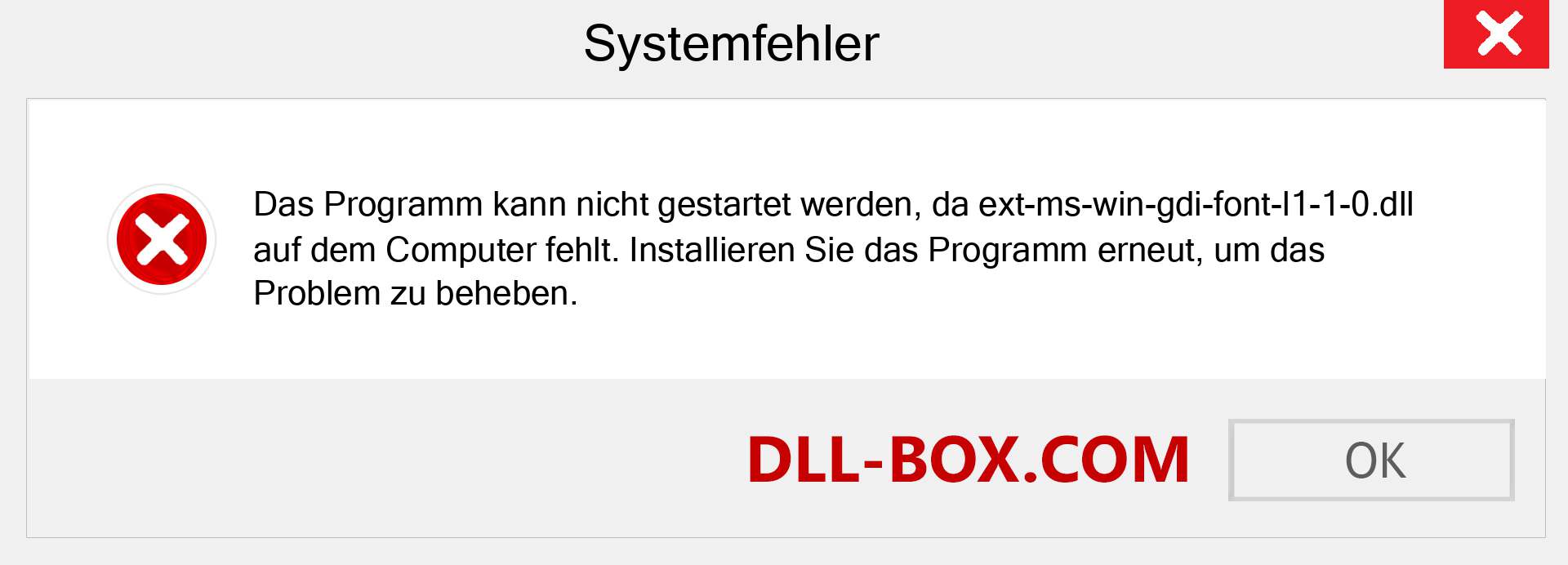 ext-ms-win-gdi-font-l1-1-0.dll-Datei fehlt?. Download für Windows 7, 8, 10 - Fix ext-ms-win-gdi-font-l1-1-0 dll Missing Error unter Windows, Fotos, Bildern